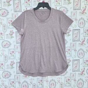 Athleta Women's Mauve Heathered Short Sleeve Crew Neck Relaxed Fit T-Shirt Top M